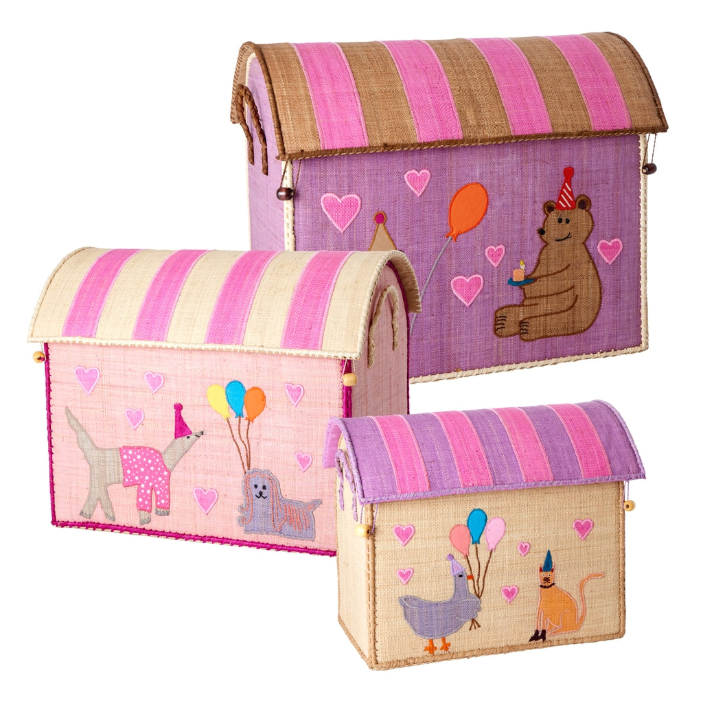 Raffia Storage Box - 3 pack Party Animals