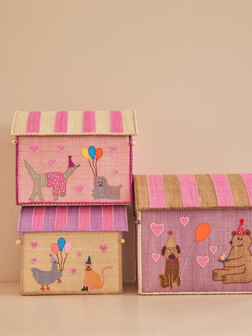 Raffia Storage Box - 3 pack Party Animals