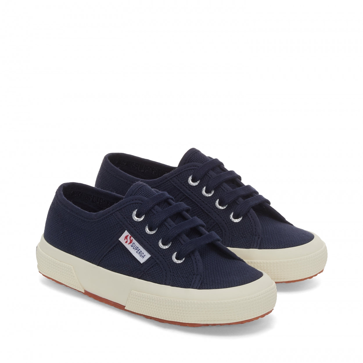 Classic blue navy Superga zij aanzicht.