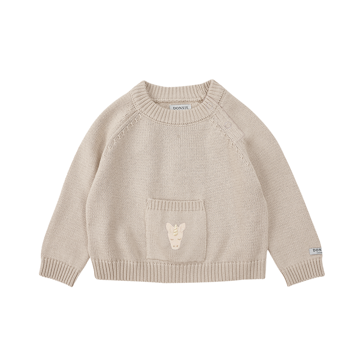 Donsje Loeke sweater unicorn sand voorkant