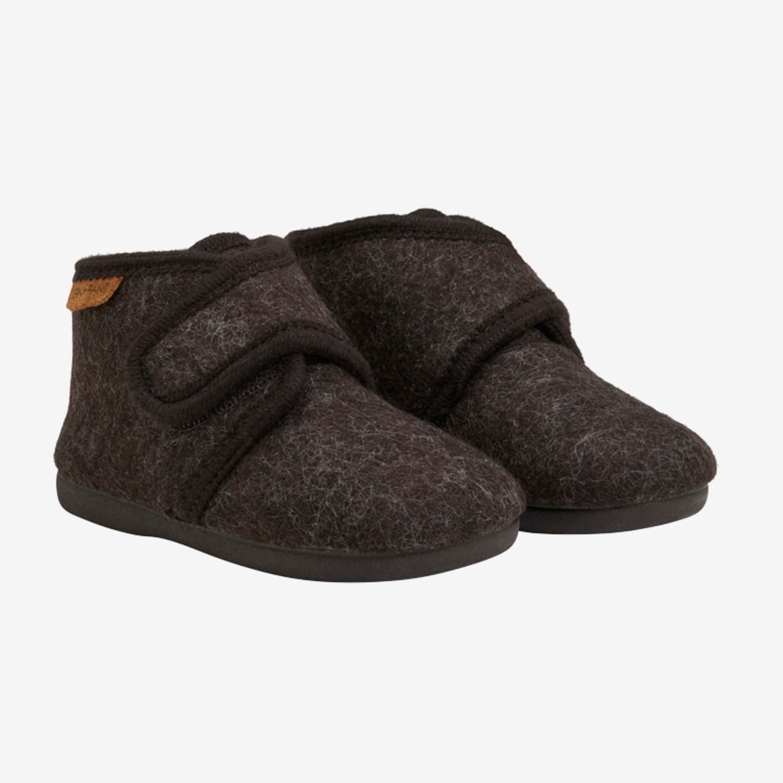 Enfant slippers chocolate zijkant wool