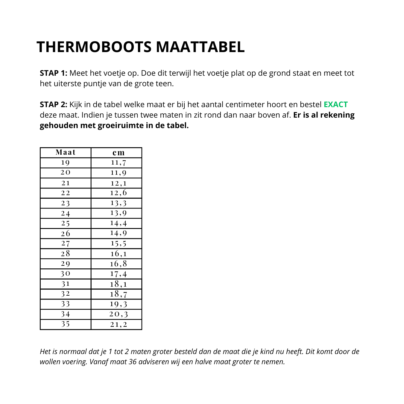 Maatinstructie Thermoboots metallic lilac burnished