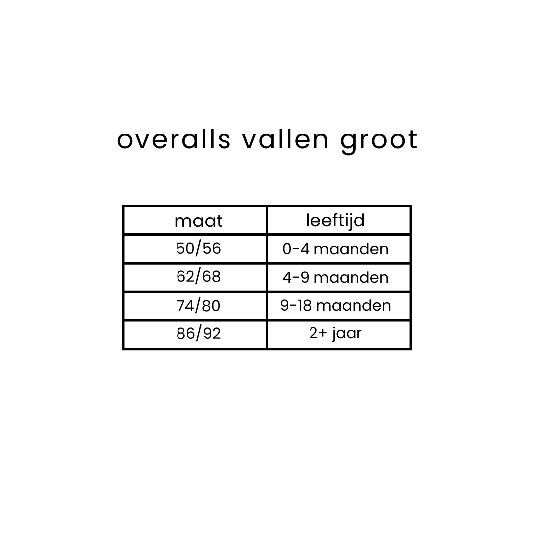 Overall wolfleece paars maatinstructie