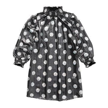 Sproet & Sprout Dress ruffle collar metallic dots