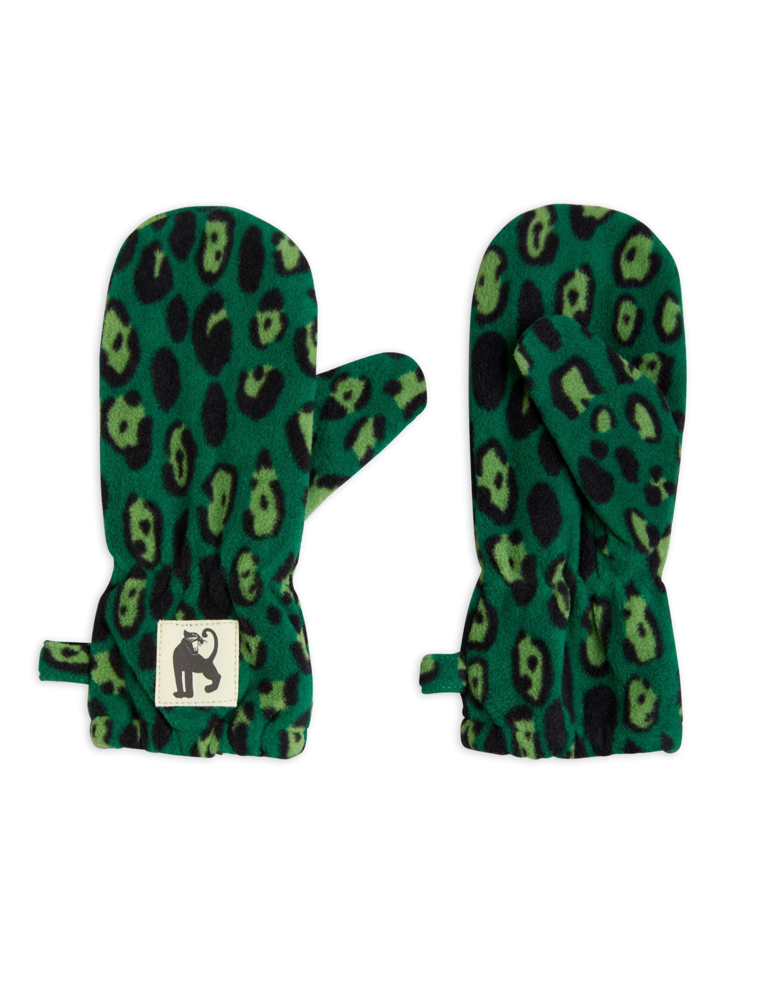 Mini Rodini Leopard fleece mittens | Green